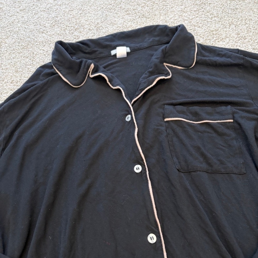 Eberjey Sleep Shirt Nightgown Womens L Black Button Up Modal Comfort Lounge - Picture 2 of 7
